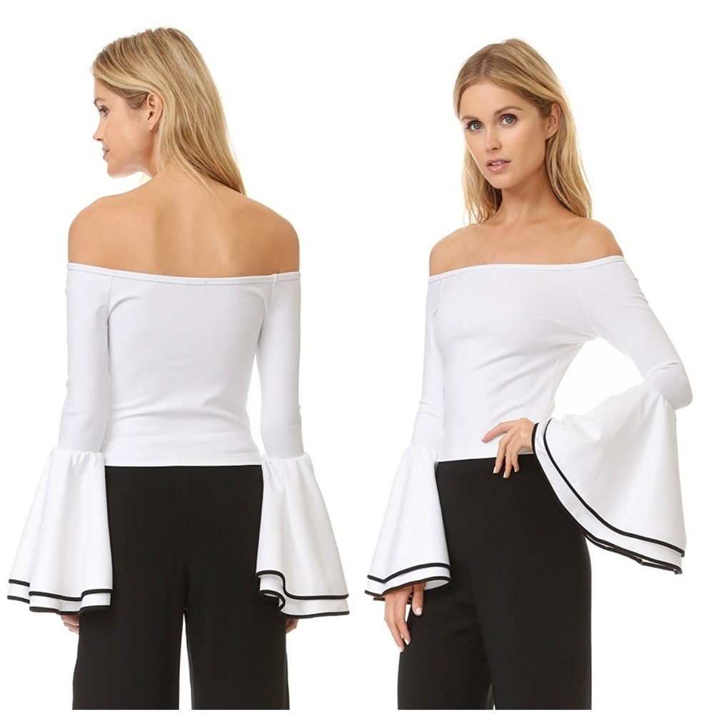 Ronny Kobo White Bell Sleeve Mimi Top XS NWT - Picture 2 of 7